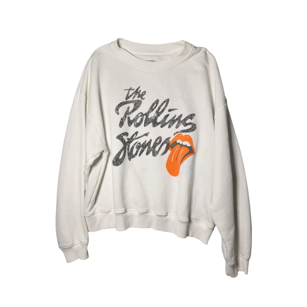 American Eagle White The Rolling Stones Graphic Sweatshirt Womens  Medium